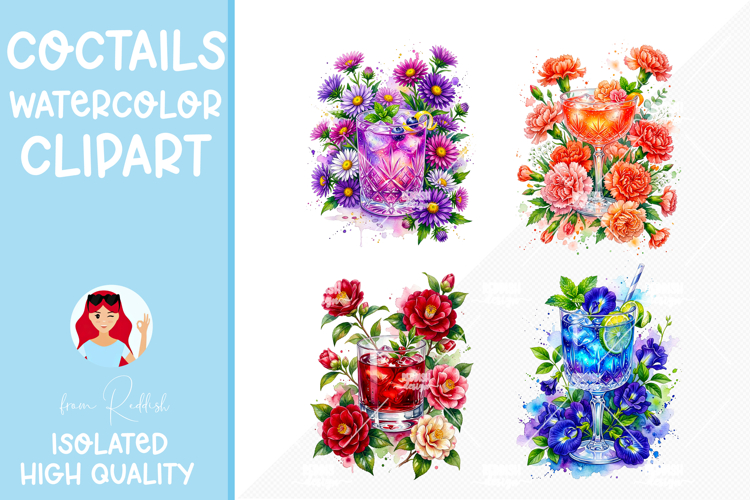 Watercolor Cocktail Clipart Image 4