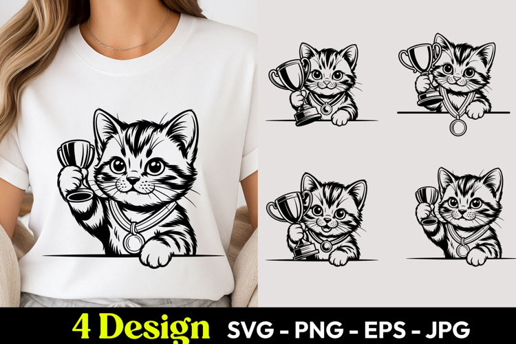 Tennis Kitten Cartoon SVG PNG