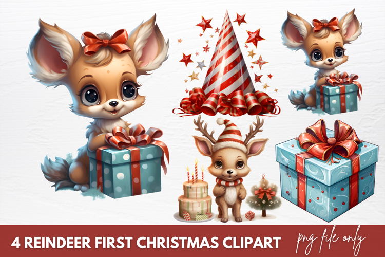 Reindeer First Christmas Clipart Sublimation