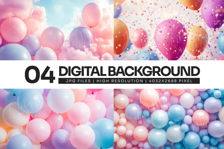 Pastel Balloon Celebration Background example image 1