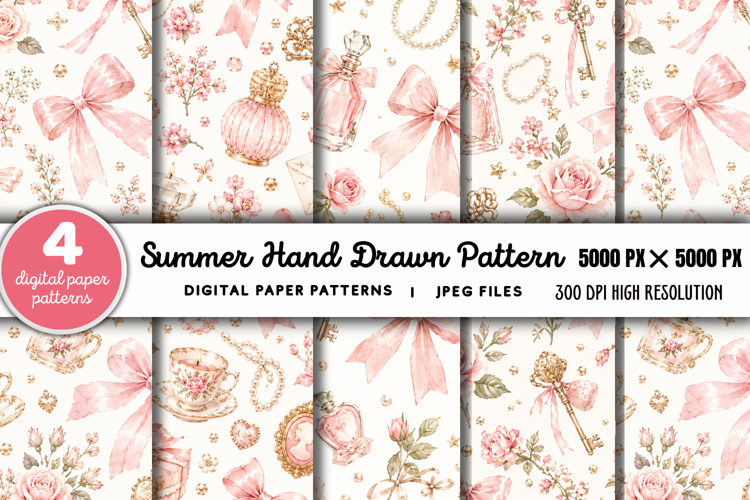 Summer Beach Hand Drawn Pattern JPG