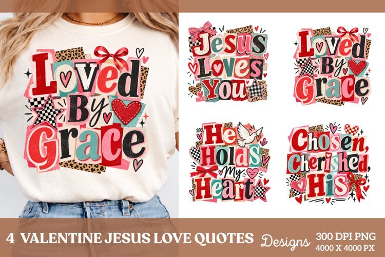 Valentine Jesus 4 Shirt PNG Designs, 4 Christian Valentine S example image 1