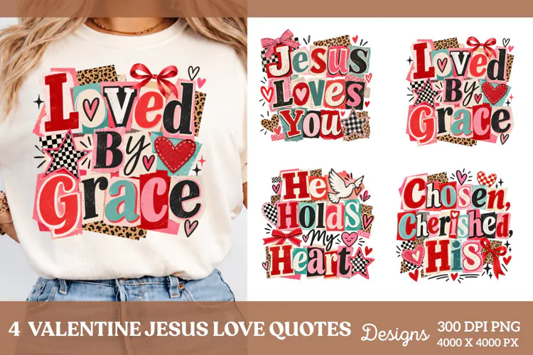 Valentine Jesus 4 Shirt PNG Designs, 4 Christian Valentine S