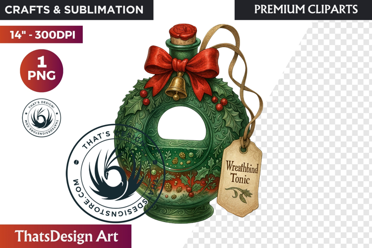 Christmas Winter Potion Bottles PNG, Magical Holiday Clipart