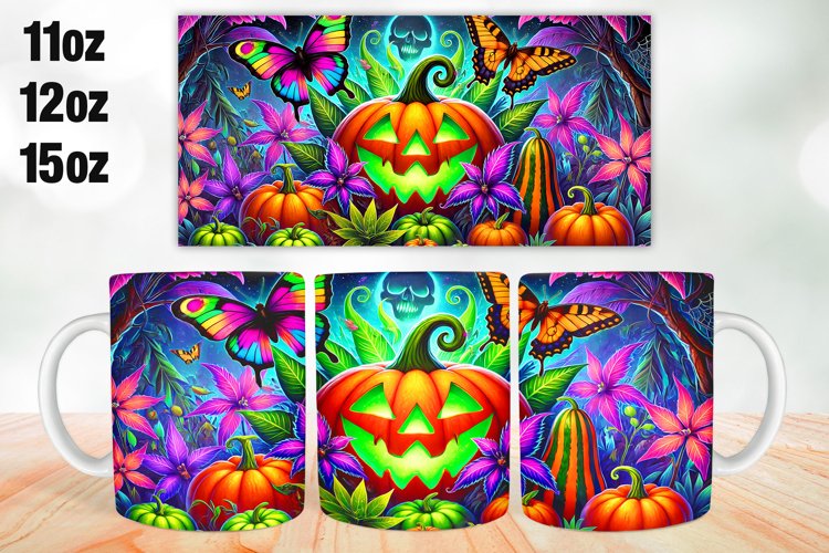Halloween Pumpkins Mug Wrap Sublimation 11oz, 12oz, 15oz