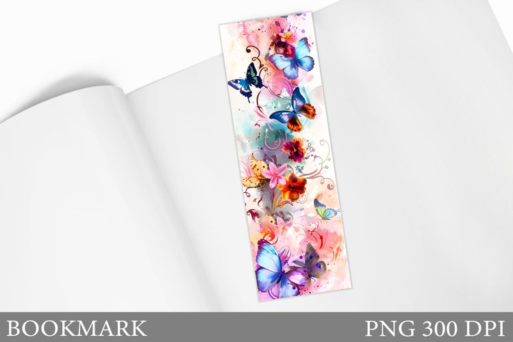 Butterfly Bookmark Sublimation. Flowers Bookmark Design example image 1