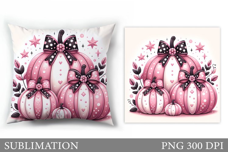 Pink Pumpkin Pillow Design. Pumpkin Sublimation