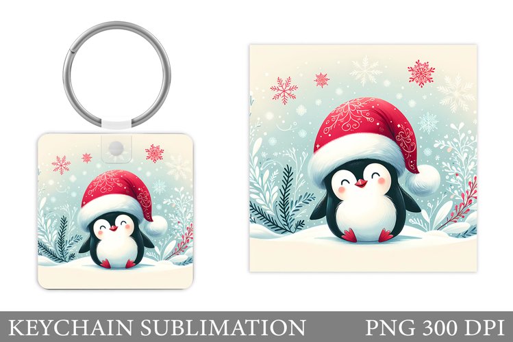 Christmas Penguin Keychain. Christmas Keychain Design example image 1