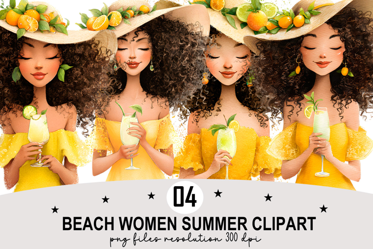 Beach Women Summer Clipart Watercolor PNG