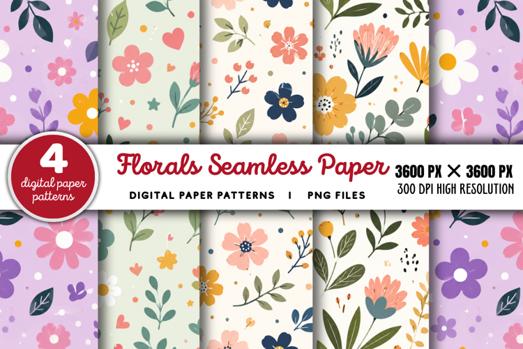 Checkered Florals Seamless Pattern PNG
