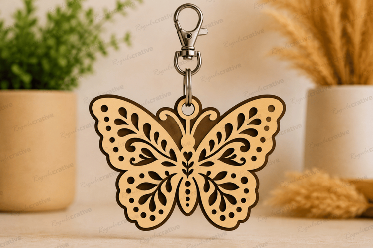 Butterfly Keychain Laser Cut SVG File butterfly keychain svg