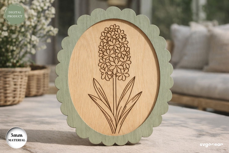 Scalloped Flower Hyacinth Frame Laser Cut | Floral Sign