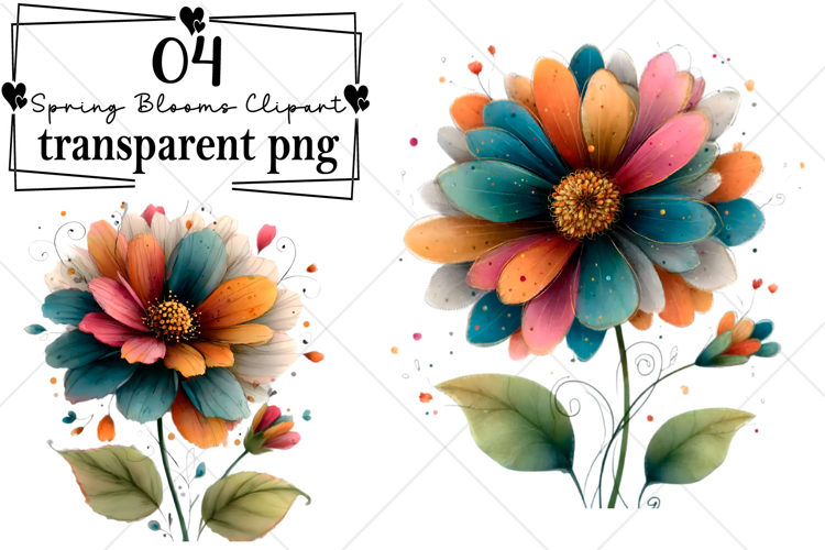 Spring Blooms Clipart Watercolor PNG