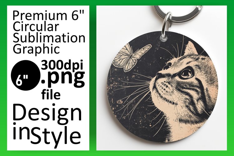 Joyful Kitty Sublimation: Round   Keychain Options