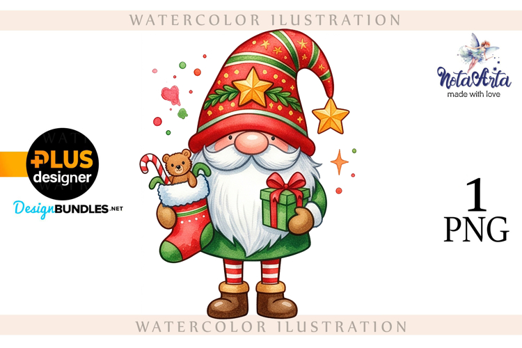 Watercolor Christmas gnomes, Christmas Gnomes