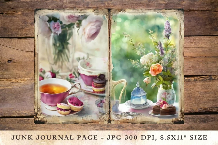 Printable Junk Journal Pages tea and cake party 6