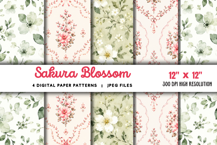 Sakura Blossom Digital Paper JPG