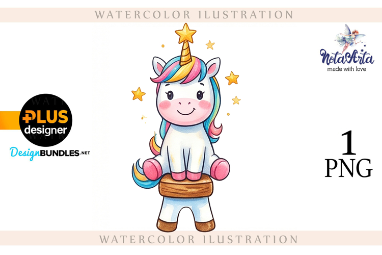 Christmas Unicorn Watercolor Illustration