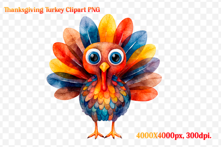 Watercolor Thanksgiving Turkey Clipart PNG