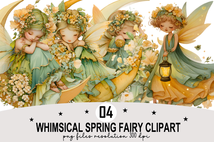 Whimsical Spring Fairy Clipart Watercolor PNG