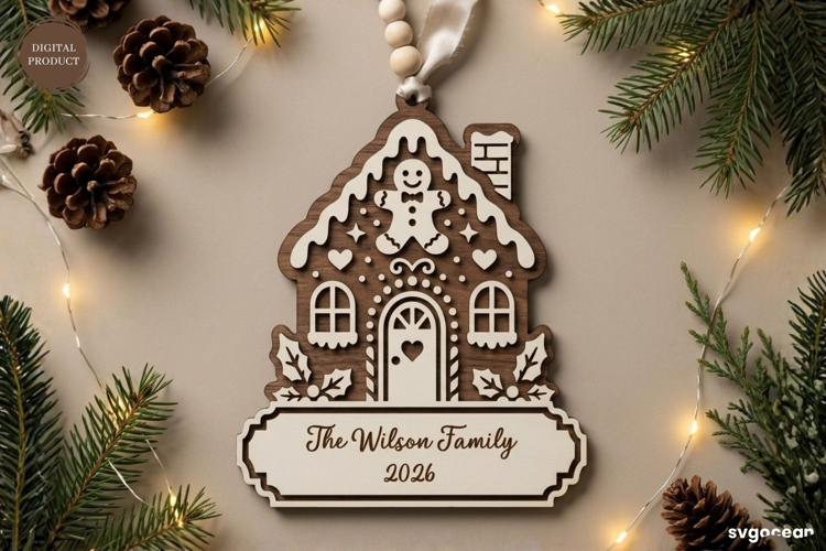 Gingerbread House Ornament laser Cut| Glowforge | SVG