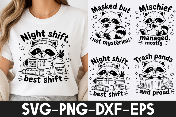 Funny Raccoon SVG | Cute Raccoon Quotes PNG DXF EPS