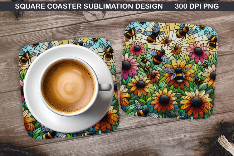 Flowers Coaster Sublimation, Summer Flowers Coaster PNG
