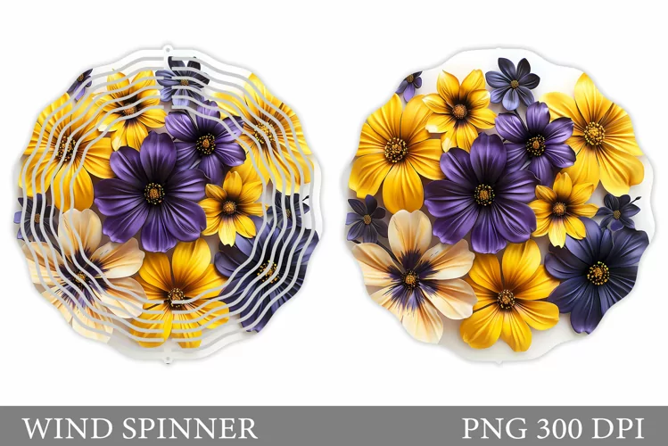 3D Flowers Wind Spinner. Flowers Wind Spinner Sublimation