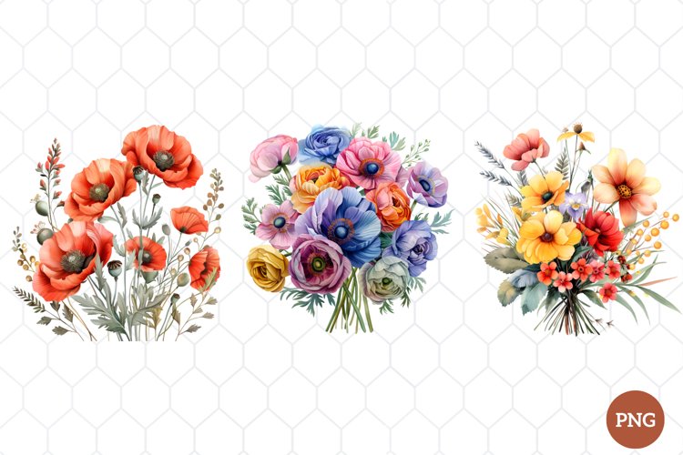 Watercolor Wildflowers Clipart