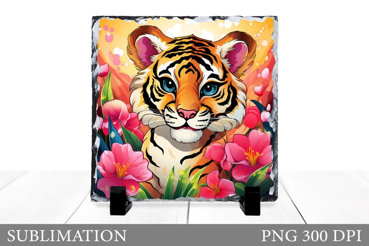 Tiger Sublimation. Cute Tiger Slate Sublimation