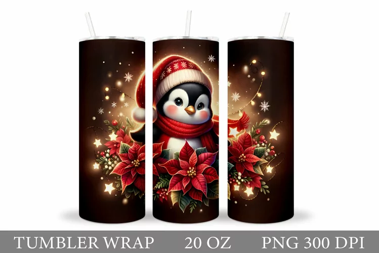 Christmas Penguin Tumbler. Christmas Tumbler Sublimation