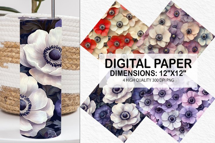 Anemone Flower Digital Paper - Flower Background