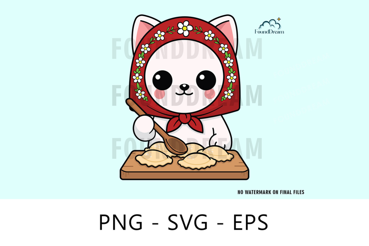 Babushka Cat Pierogi Vector file