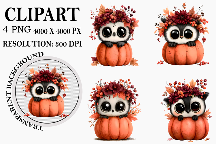Whimsical Spooky Halloween Clipart Watercolor PNG
