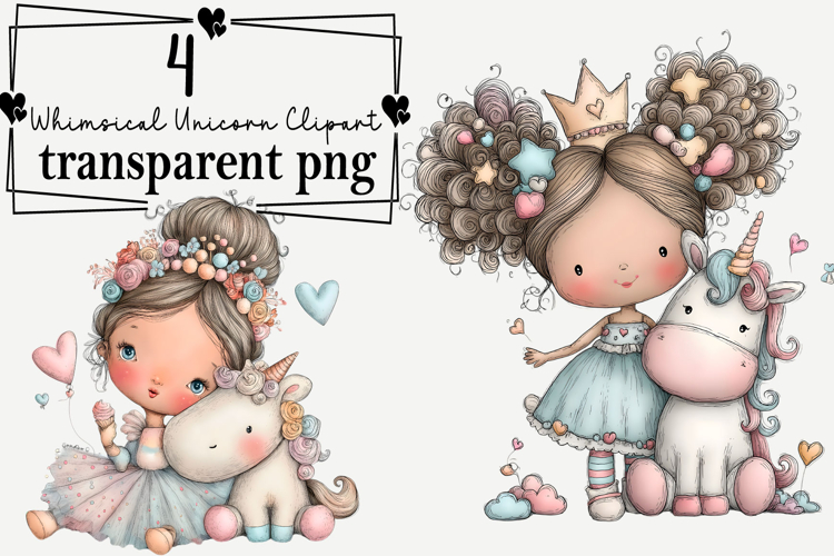 Whimsical Unicorn Clipart Watercolor PNG example image 1
