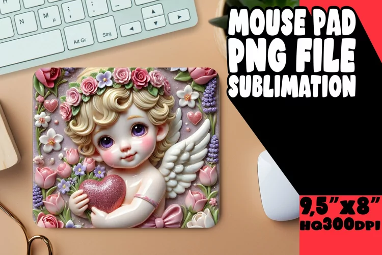 BRIGHT MOUSE PAD INSPIRATIONAL DESIGN, 3D Cupid