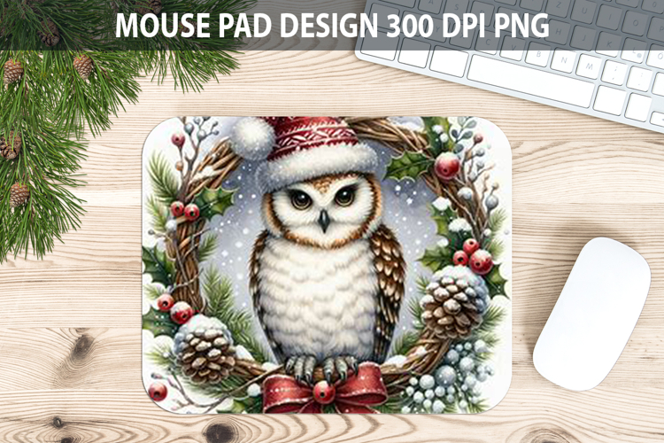 Owl Mouse pad Sublimation - Christmas Animal PNG Design