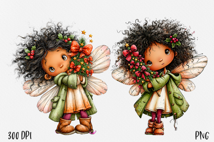 Christmas Fairy PNG, Cute Winter Fairy Girl Clipart