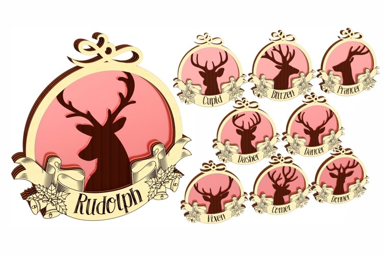 Reindeer Christmas Ornaments Laser Cut File Svg Dxf Plans Reindeer Christmas Ornaments Laser Cut File Svg Dxf Plans
