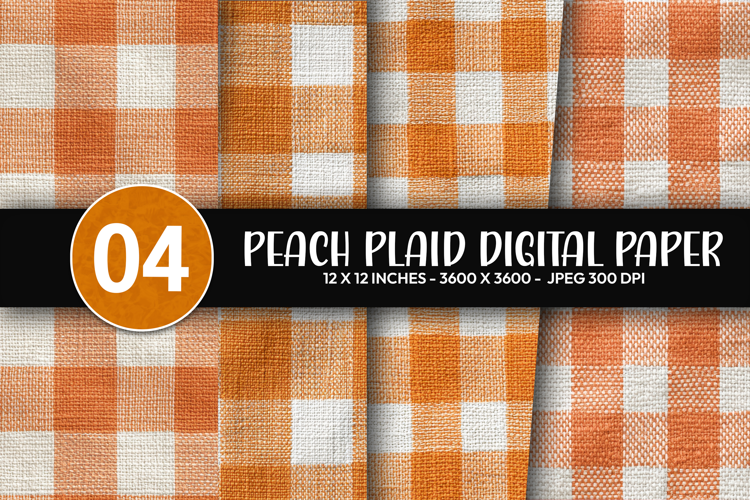 Peach Plaid Digital Paper