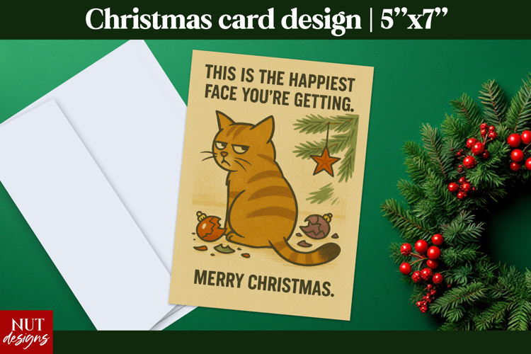 Vintage Christmas Cards Funny Cat Christmas Card Design