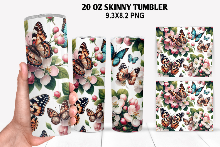 Flower Skinny Tumbler 20oz Wrap Design, Spring Tumbler Wrap