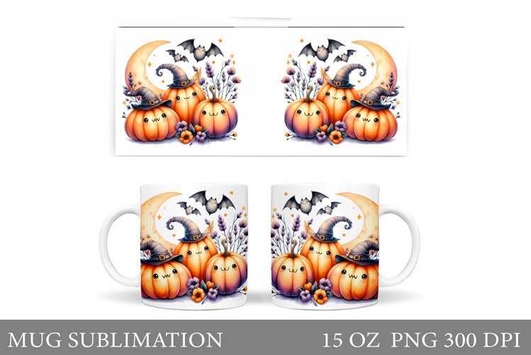 Cute Pumpkin Mug Wrap. Halloween Mug Wrap Sublimation example image 1