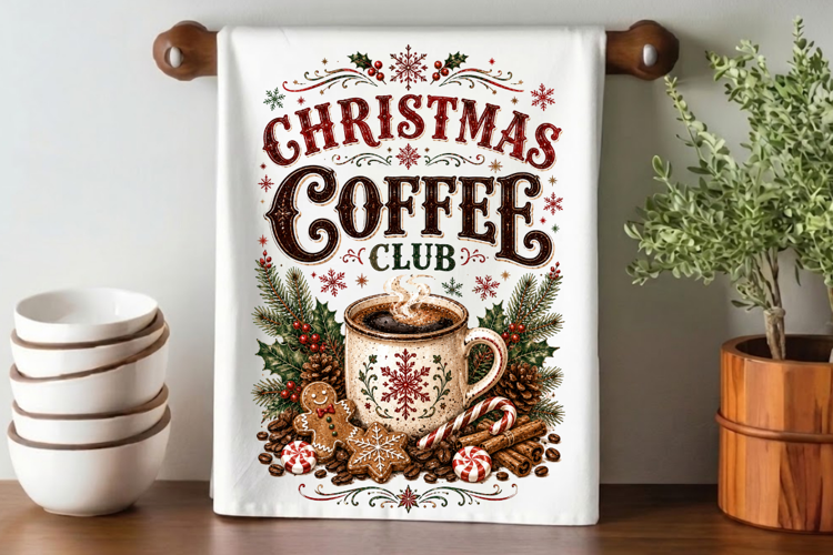 Christmas Cocoa Cheer Kitchen Towel PNG Design, christmas