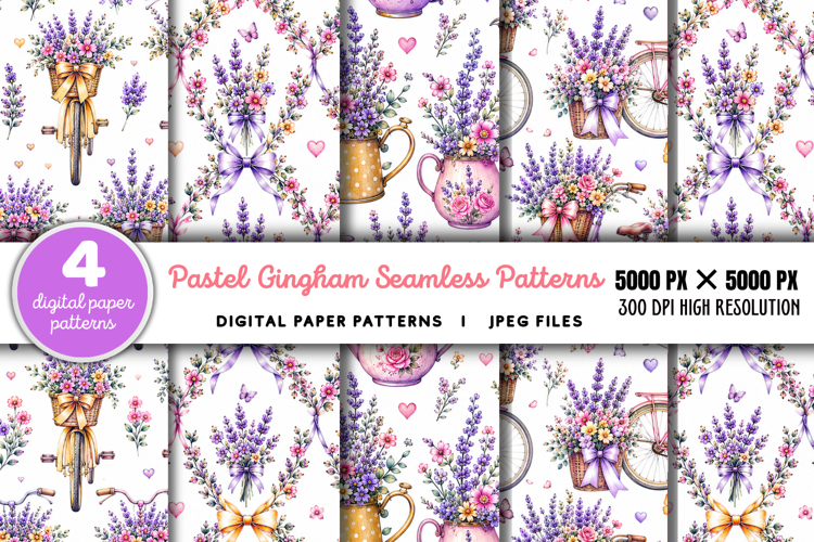 Pastel Gingham Seamless Patterns JPG
