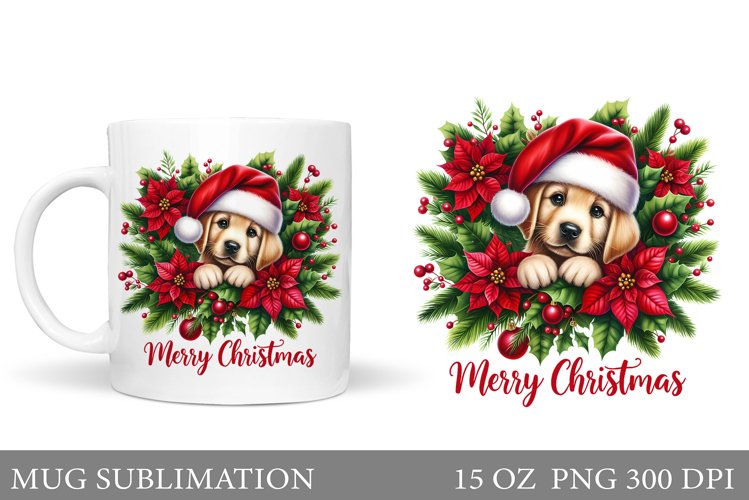 Christmas Dog Mug Design. Christmas Mug Sublimation