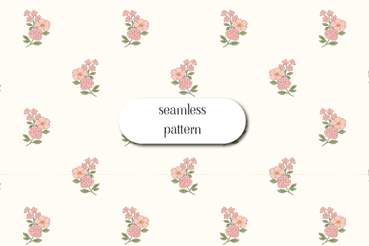 Wildflower Bouquet Seamless Pattern, Vintage Floral