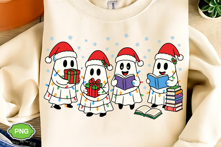Spooky Christmas PNG, Christmas Ghost PNG, Merry Christmas example image 1