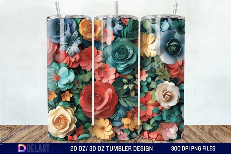 3D Painted Flower Tumbler Wrap example image 1