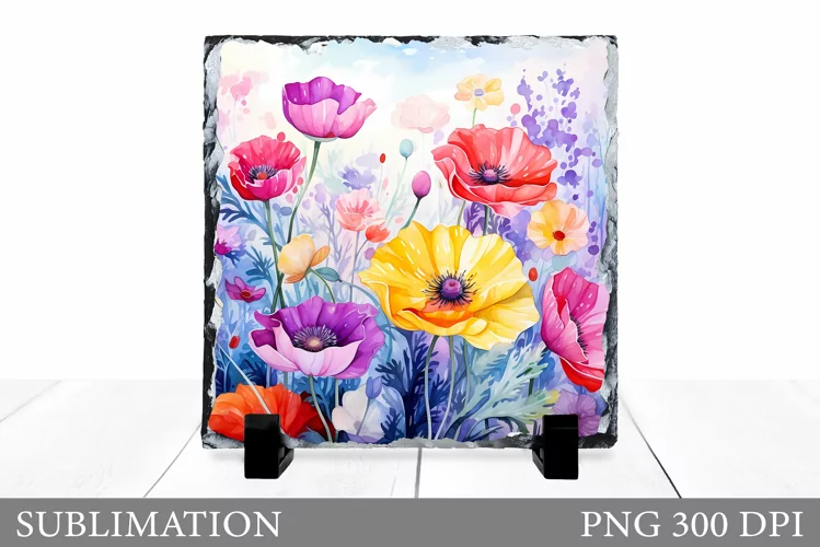 Wildflowers Sublimation. Flowers Slate Sublimation